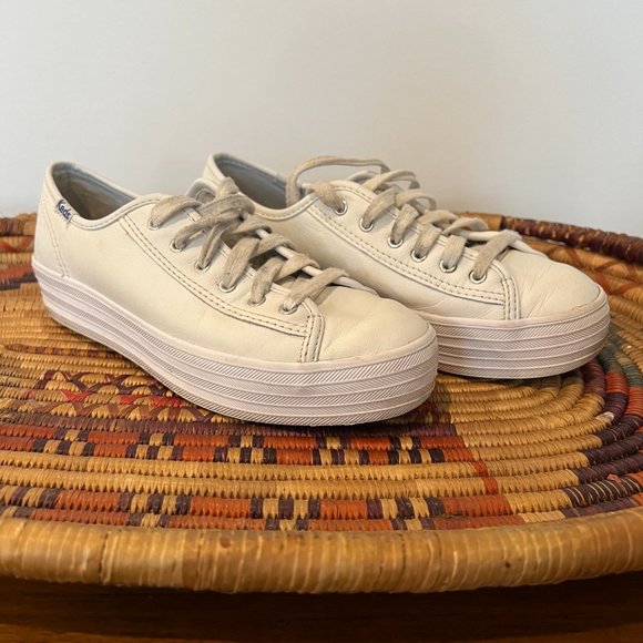 Platform White Leather Keds - Picture 2 of 5